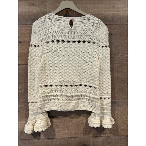 NWOT Zimmermann Waverly cream Crochet Crewneck Top shirt blouse size 0/ US 4 - Picture 7 of 8